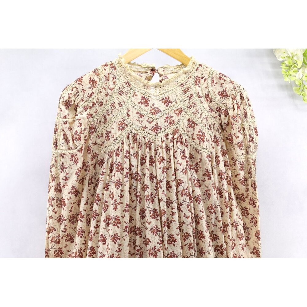 Doen Gabrielle Dress Midi Dress In Burgundy Songbird Toile Sz M - Picture 3 of 10